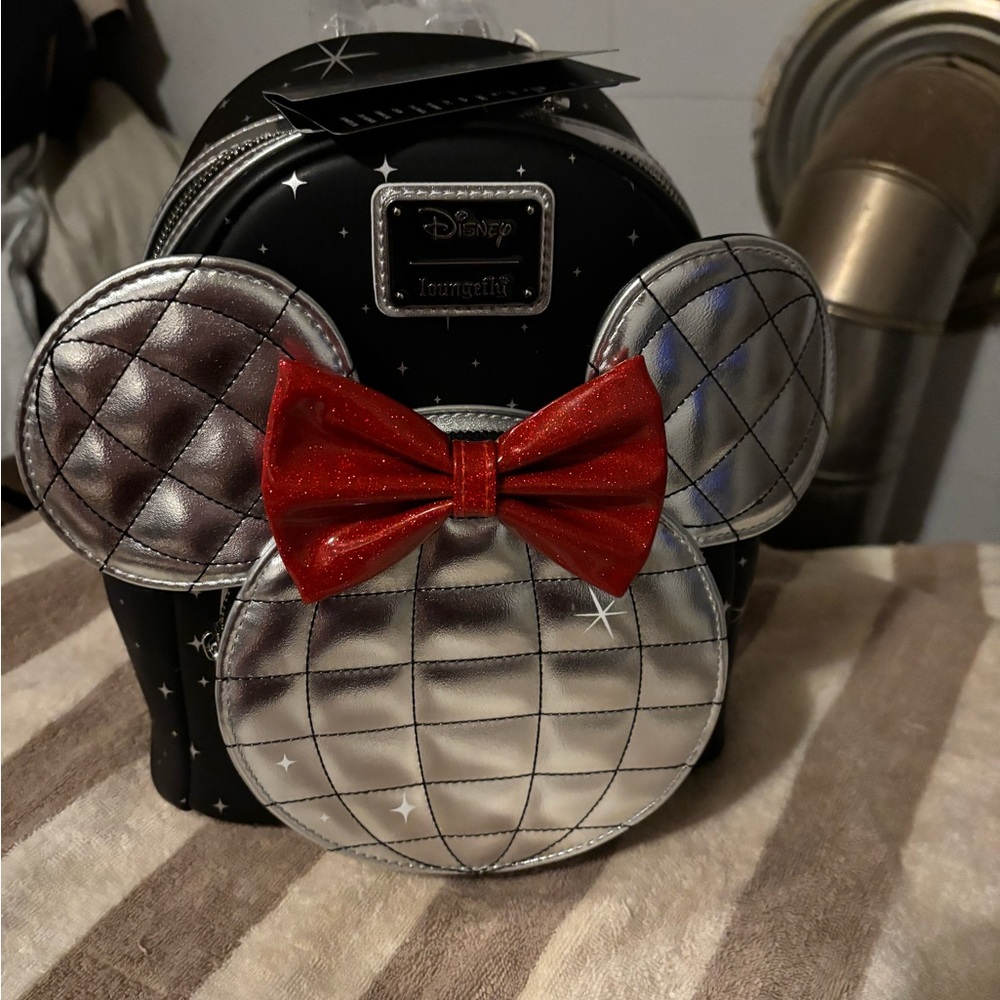 Loungefly Disney Black and Silver Kids Backpack